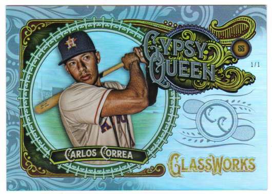 2017 Topps Gypsy Queen GQ GlassWorks Box Toppers Black 1/1 #GW-CC Carlos Correa Astros