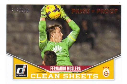 2015 Donruss Soccer Clean Sheets Bronze Press Proof /299 #3 Fernando Muslera