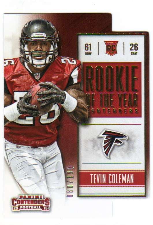 2015 Panini Contenders Rookie of the Year Contenders Gold RC /199 Tevin Coleman