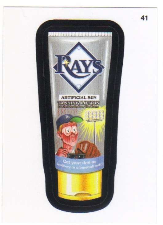 2016 Topps MLB Wacky Packages #41 Rays Tanning Lotion 