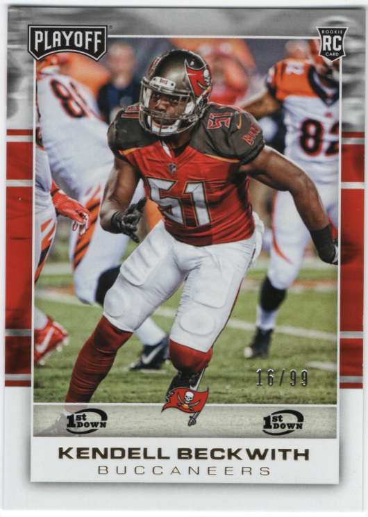 2017 Panini Playoff 1st Down Parallel #296 Kendell Beckwith Buccaneers SER/99 RC